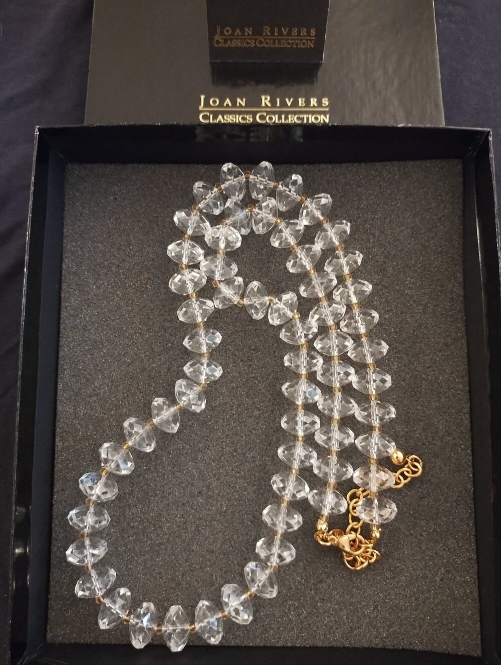 Vintage Joan Rivers Clear Faceted Lucite Beaded Necklace With Extender
